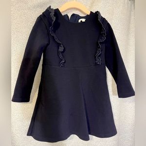 Chloe Milano LS Flounce Navy Dress. 4T
